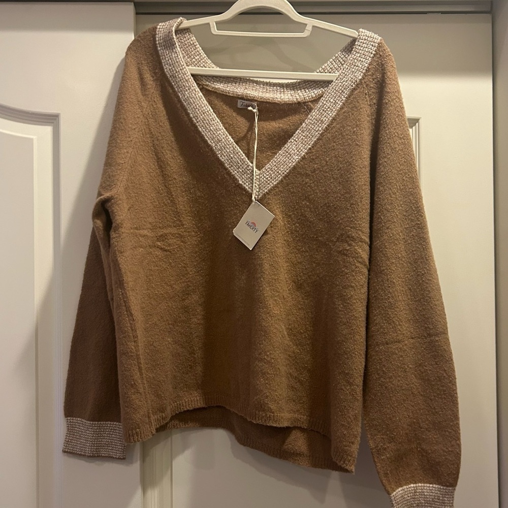 NWT Faherty Serene Sweater Chai Latte - Picture 2 of 8